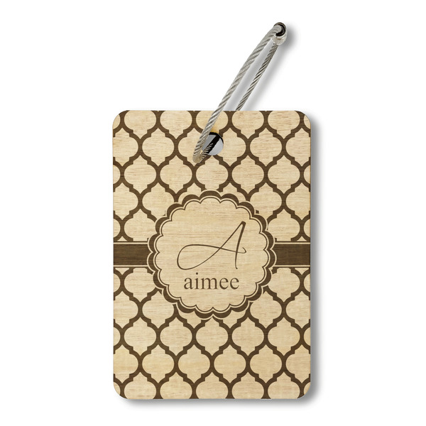 Custom Moroccan Wood Luggage Tag - Rectangle (Personalized)