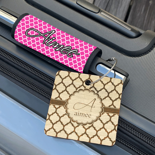 Moroccan Wood Luggage Tags - Square - Lifestyle