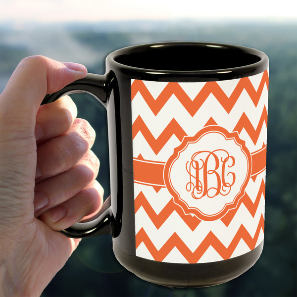 Chevron 15oz. Black Mug - LIFESTYLE