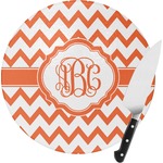 Chevron Round Glass Cutting Board - Small (Personalized)