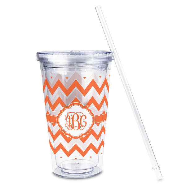Chevron Acrylic Tumbler - Full Print - Front straw out