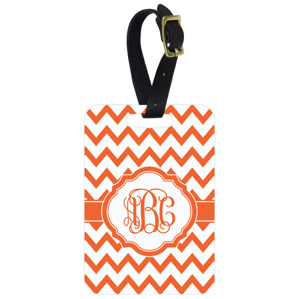 Custom Chevron Metal Luggage Tag w/ Monogram
