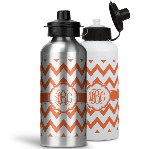 Chevron Aluminum Water Bottles - MAIN (white &silver)