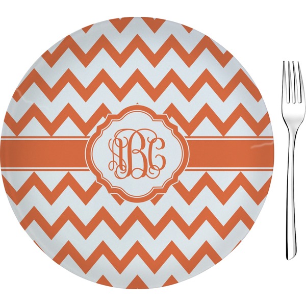 Custom Chevron 8" Glass Appetizer / Dessert Plates - Single or Set (Personalized)