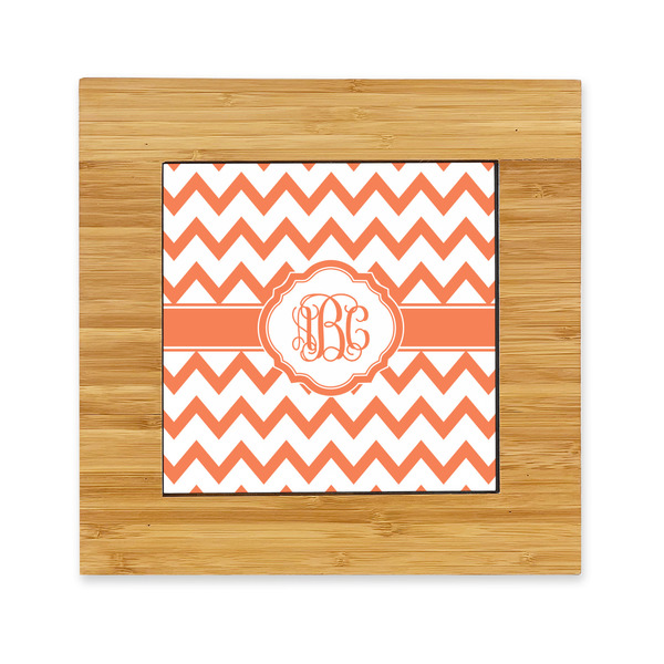 Custom Chevron Bamboo Trivet with Ceramic Tile Insert (Personalized)