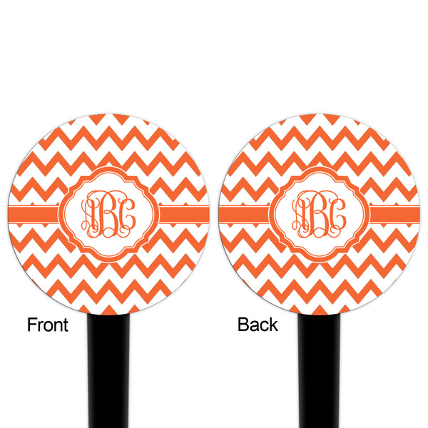 Chevron Black Plastic 4" Food Pick - Round - Double Sided - Front & Back