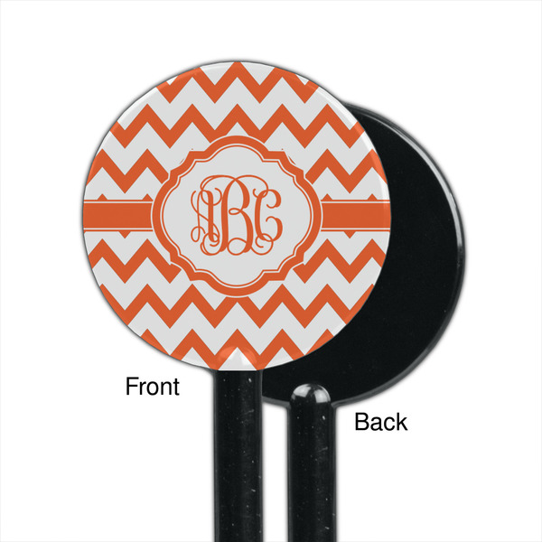 Chevron Black Plastic 5.5" Stir Stick - Single Sided - Round - Front & Back