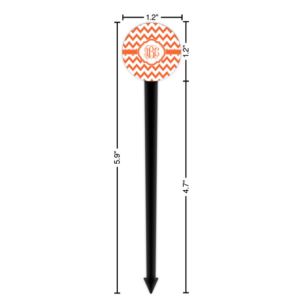 Chevron Black Plastic 6" Food Pick - Round - Dimensions