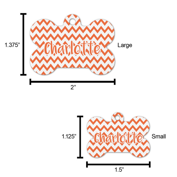 Chevron Bone Shaped Dog ID Tag - Large - Scale