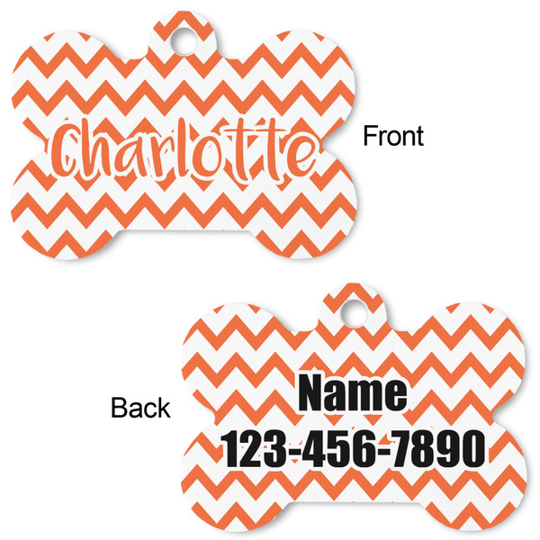 Chevron Bone Shaped Dog Tag - Front & Back