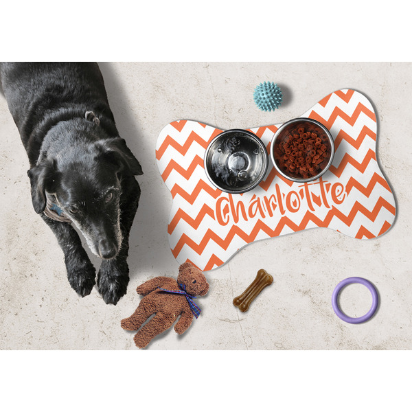 Chevron Bone Shaped Mat w/ Food & Water