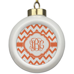 Chevron Ceramic Ball Ornament (Personalized)