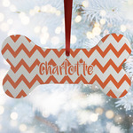 Chevron Ceramic Dog Ornament w/ Monograms