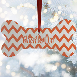 Chevron Ceramic Dog Ornament w/ Monograms