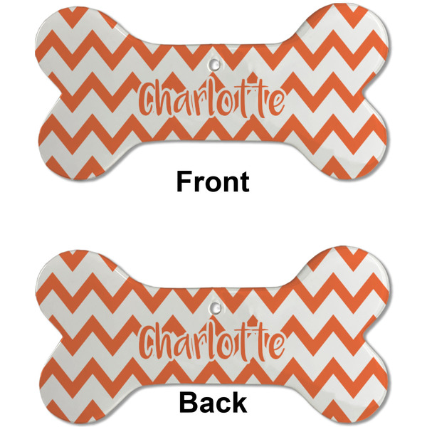 Chevron Ceramic Flat Ornament - Bone Front & Back (APPROVAL)