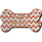 Chevron Ceramic Dog Ornament - Front & Back w/ Monogram