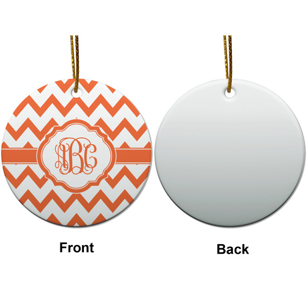 Chevron Ceramic Flat Ornament - Circle Front & Back (APPROVAL)