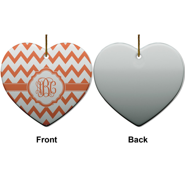 Chevron Ceramic Flat Ornament - Heart Front & Back (APPROVAL)