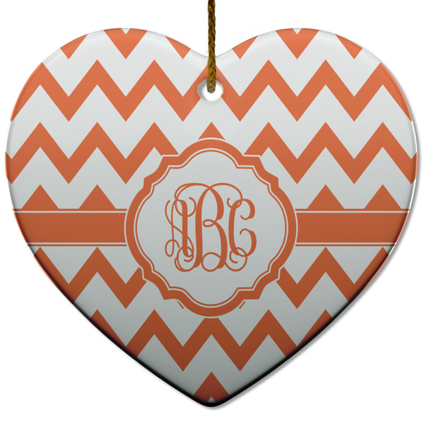 Chevron Ceramic Flat Ornament - Heart (Front)