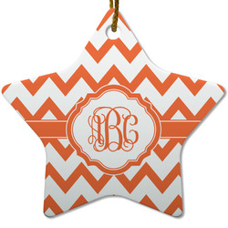 Chevron Star Ceramic Ornament w/ Monogram