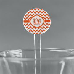 Chevron 5.5" Round Plastic Stir Sticks - Clear (Personalized)