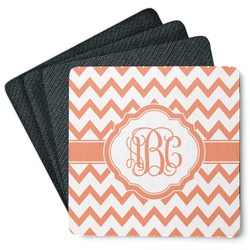 Chevron Square Rubber Backed Coasters - Set of 4 (Personalized)