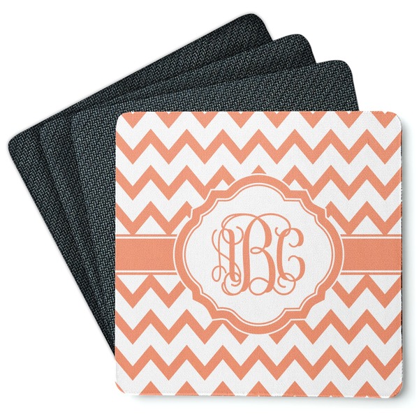 Custom Chevron Square Rubber Backed Coasters - Set of 4 (Personalized)