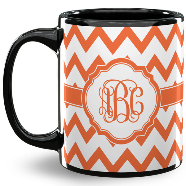 Custom Chevron 11 Oz Coffee Mug - Black (Personalized)
