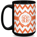Chevron 15 Oz Coffee Mug - Black (Personalized)