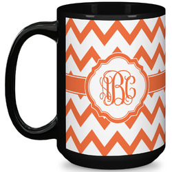Chevron 15 Oz Coffee Mug - Black (Personalized)
