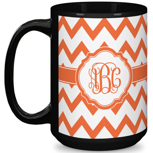 Custom Chevron 15 Oz Coffee Mug - Black (Personalized)