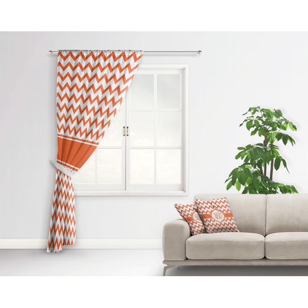 Chevron Curtain With Window and Rod - in Room Matching Pillow