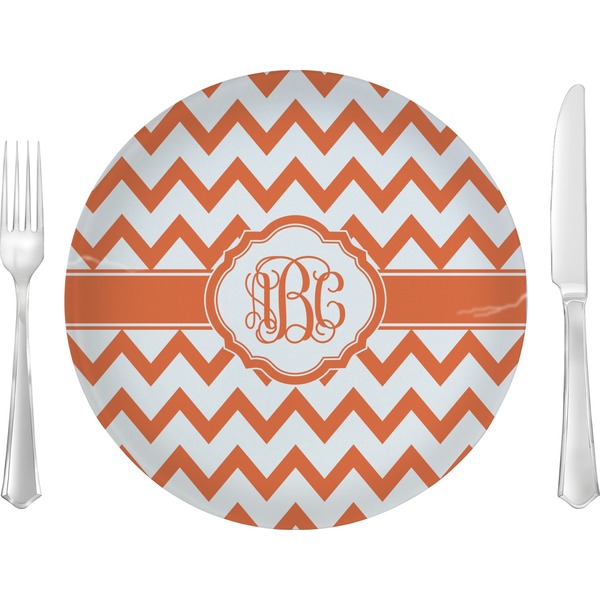 Custom Chevron Glass Lunch / Dinner Plate 10" (Personalized)