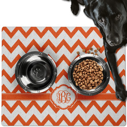 Chevron Dog Food Mat - Large w/ Monogram