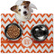 Chevron Dog Food Mat - Medium w/ Monogram