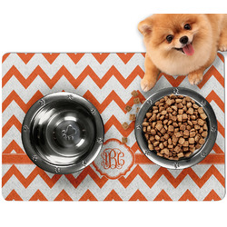 Chevron Dog Food Mat - Small w/ Monogram