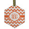 Chevron Flat Glass Ornament - Hexagon w/ Monogram
