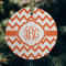 Chevron Frosted Glass Ornament - Round (Lifestyle)