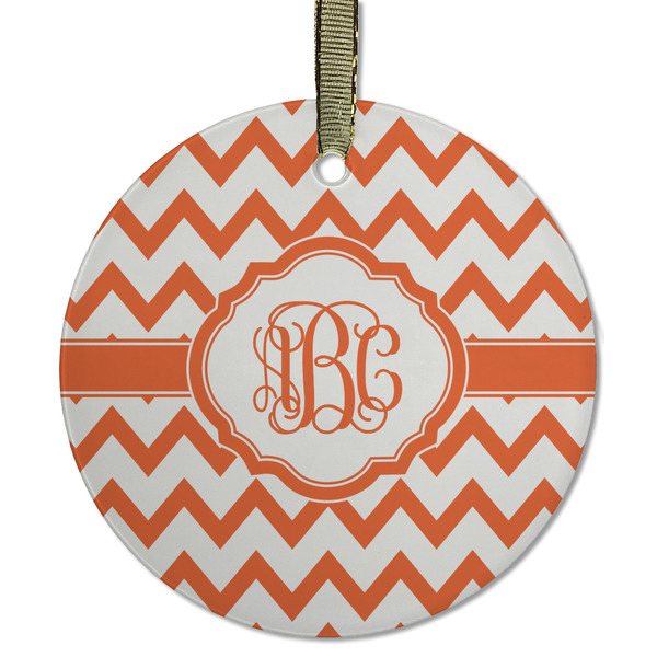Chevron Frosted Glass Ornament - Round