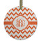 Chevron Flat Glass Ornament - Round w/ Monogram