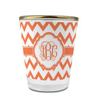 Chevron Glass Shot Glass - 1.5 oz - with Gold Rim - Set of 4 (Personalized)