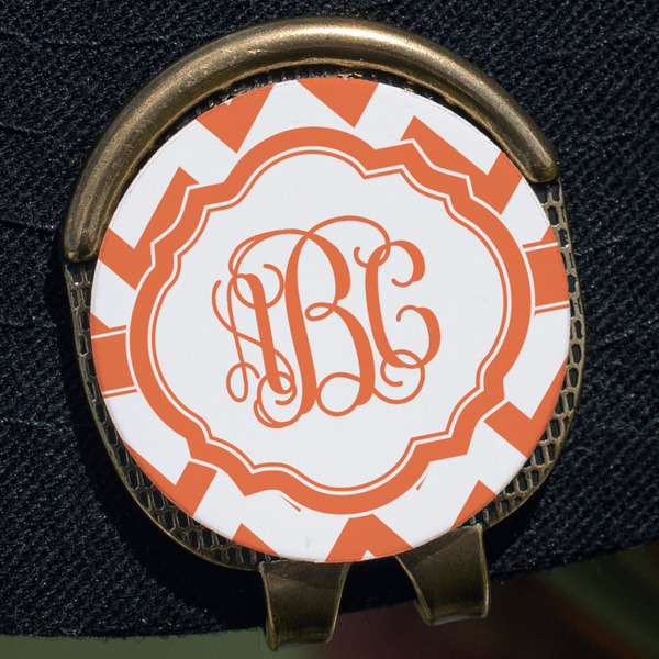 Chevron Golf Ball Marker Hat Clip - Gold - Close Up