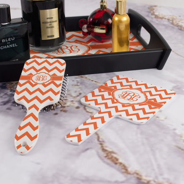 Chevron Hair Brush and Hand Mirror - Bathroom Scene