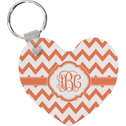 Chevron Heart Plastic Keychain w/ Monogram