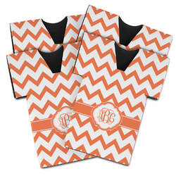 Chevron Jersey Bottle Cooler - Set of 4 (Personalized)