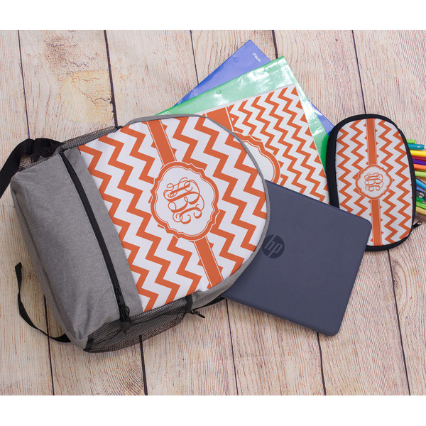 Chevron Large Backpack - Gray - With Stuff