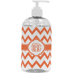 Chevron Plastic Soap / Lotion Dispenser (16 oz - Large - White) (Personalized)