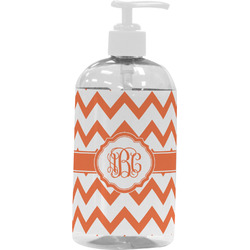 Chevron Plastic Soap / Lotion Dispenser (16 oz - Large - White) (Personalized)