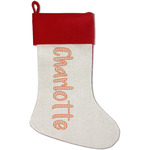 Chevron Red Linen Stocking (Personalized)