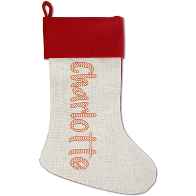 Chevron Red Linen Stocking (Personalized)